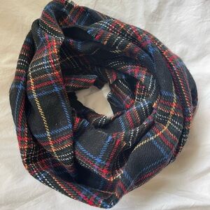 Plaid Infinity Scarf in Multicolor Black